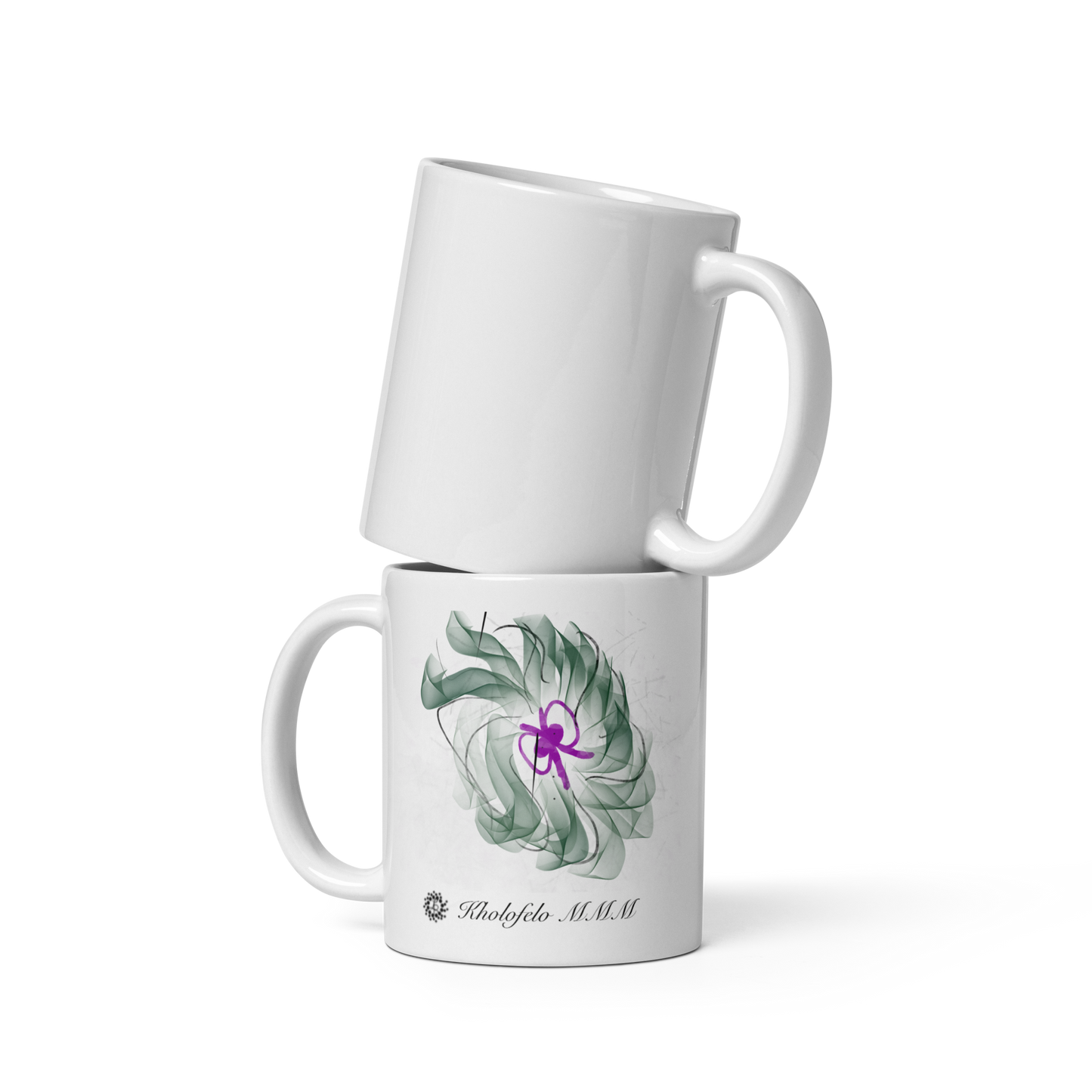 Green Floral - White Glossy (Standard) Mug
