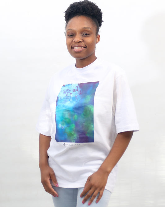 Blue Gaze (A4 print) Unisex Oversized T-shirt