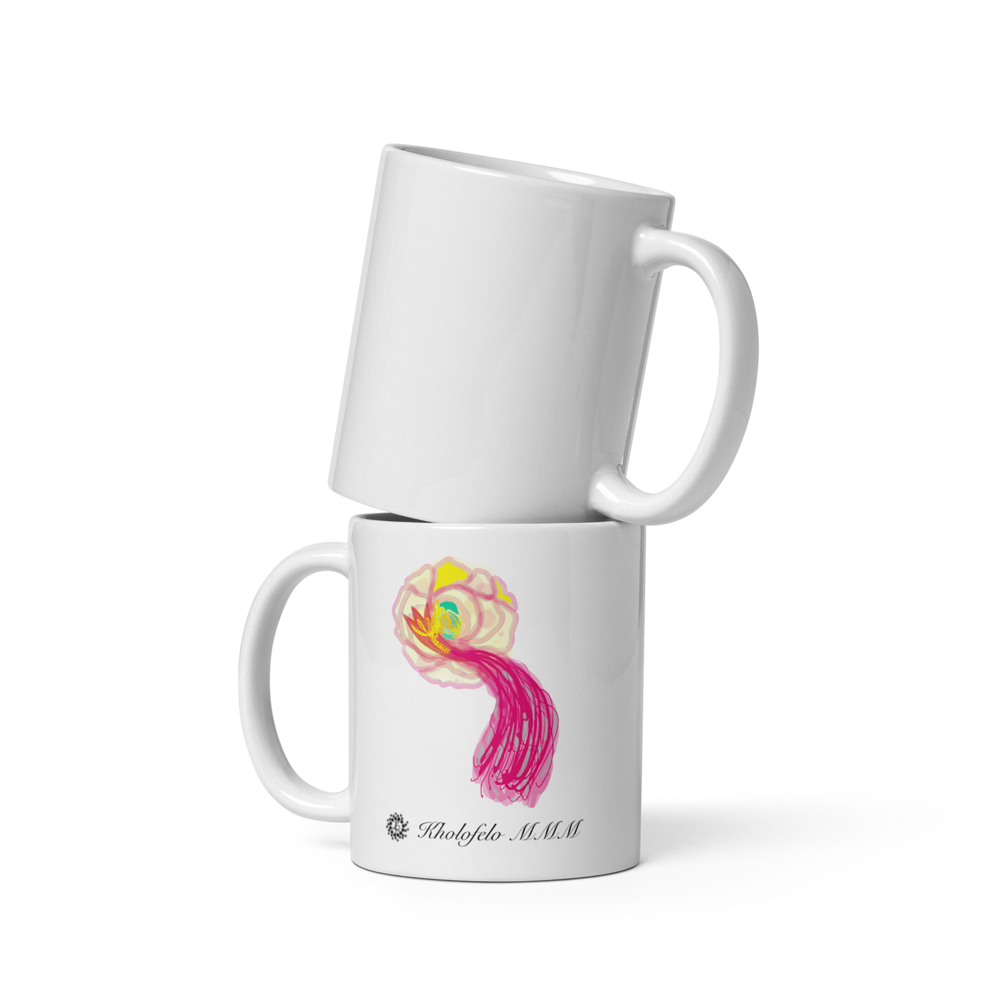 Flora - White Glossy (Standard) Mug - Set of 4