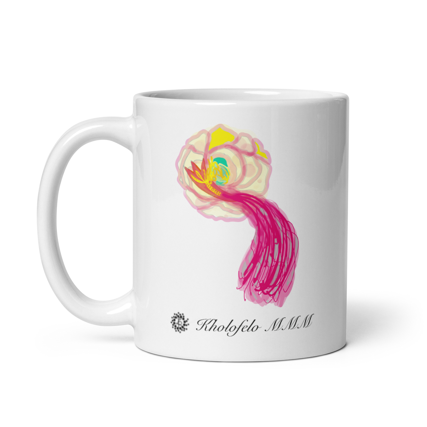 Flora - White Glossy (Standard) Mug - Set of 4